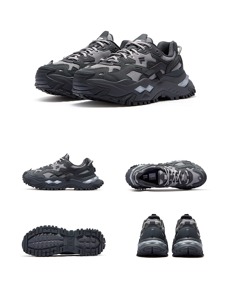 FILAFUSION Fila Trendy Brand [Zhang Hao Same Style] Hard Candy Men's Shoes Black Warrior Thick-soled Height-increasing Dad Sneakers Sports Shoes 18