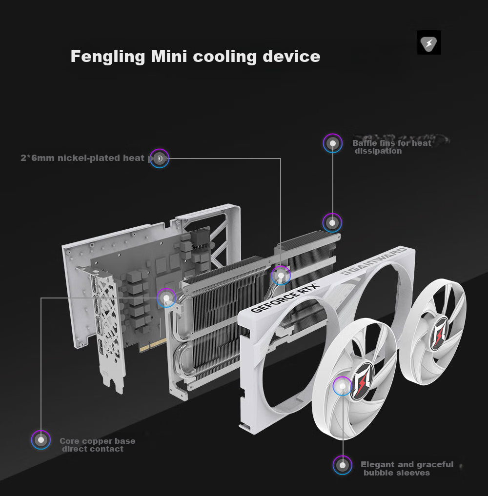 GAINWARD GeForce RTX 5060 Zhui Feng X3 OC 8G Graphics Card, DLSS 4.5, NVIDIA, E-Sports Gaming/Design Editing/AI Local Deployment 7