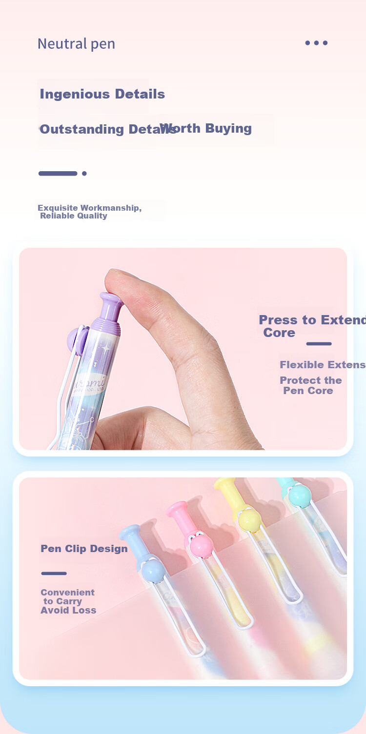GuangBo & Sanrio Retractable Gel Pen, Stylish Cute ST Tip Exam Pen 0.5mm for Students Black Ink Pen 3-Pack Random KT82172-3 5