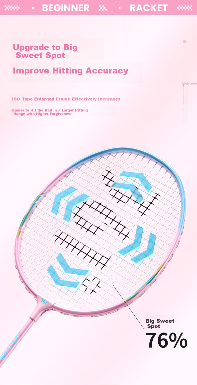 361° Badminton Racket Huayu Series, Ultra-Light And Durable Double Rackets, Training And Competition Set for Adults And Students, Pre-Strung 4