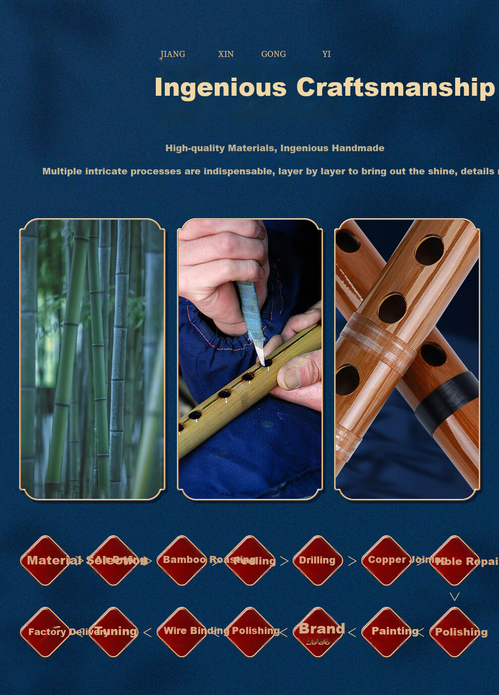Minsine Flute, Refined Bitter Bamboo Flute in G Key, Single-Plug White Coil Beginner Entry-Level Transverse Flute, Ethnic Wind Instrument D26 3