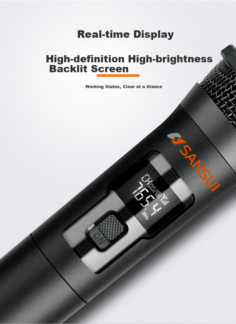 SANSUI KM3 Wireless Microphone, Professional U-Band One-To Wireless Microphones, KTV Sound System, Handheld Microphone for Stage Performance, Karaoke, Wedding Ceremonies 8