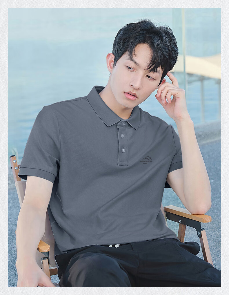 Huili Polo Shirt for Men, Summer Short-Sleeve, Quick-Dry T-Shirt, Breathable Collar, Casual Menswear, Gray, XL 7