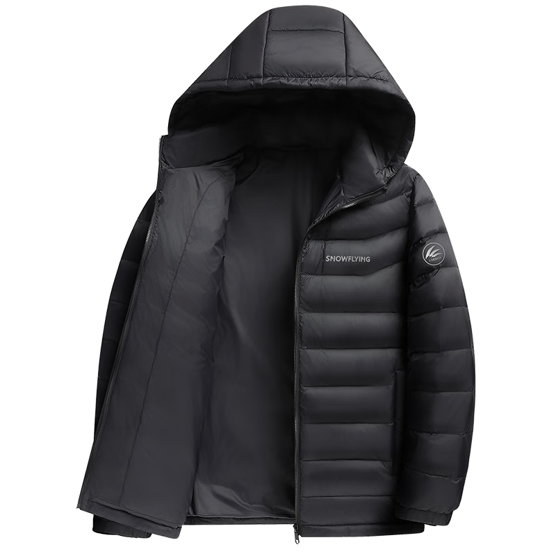 SNOWFLYING 90 Fill Lightweight Down Jacket Unisex Hooded Fashion Casual Autumn Winter Warm Couple Coat Men