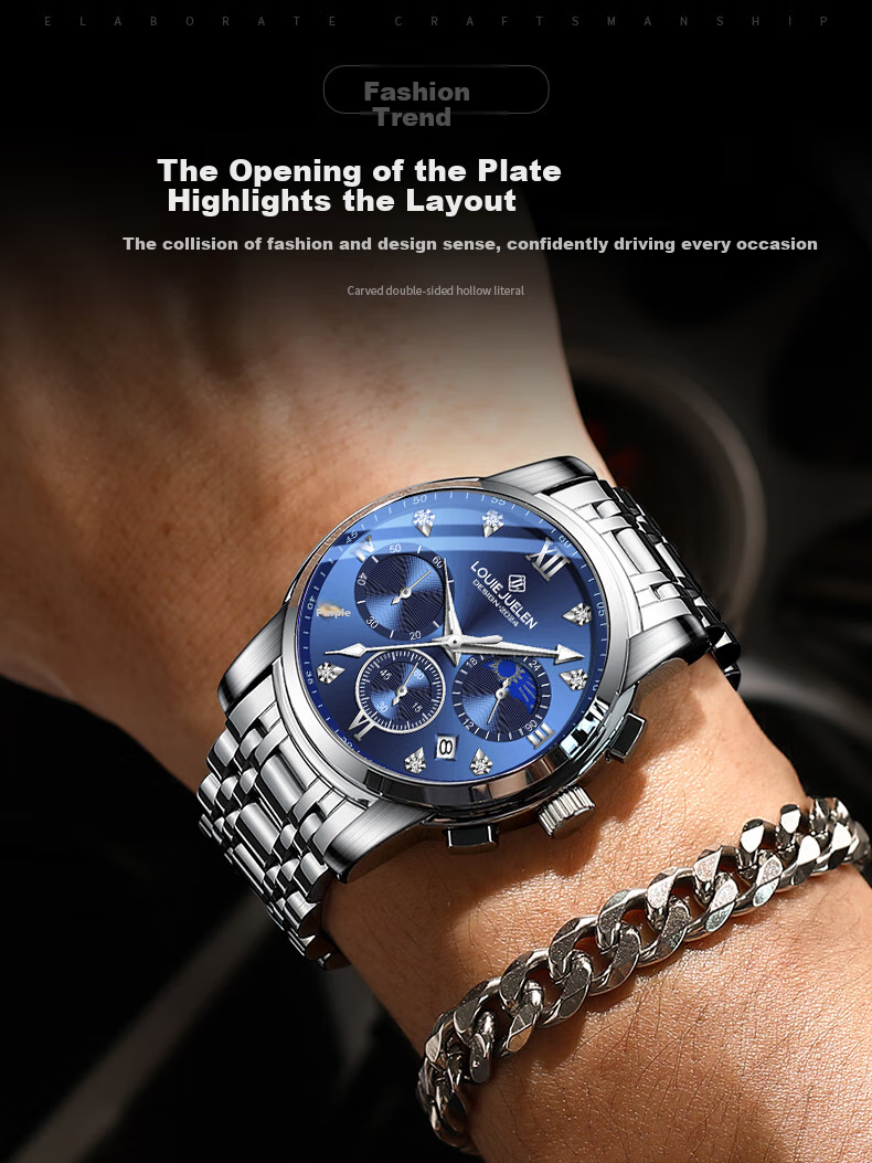 LOUIE JUELEN Swiss Genuine Men's Watch, Fully Automatic Business Student Mechanical Quartz Watch, High-End Gift for Boyfriend 7