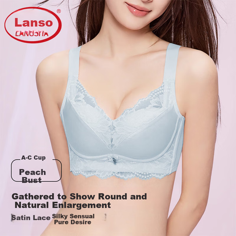 LangSha Women's Wireless Bra, Enhances Small Breasts, Pushes Up, Lifts, Reduces Side Bulge, Prevents Sagging, Sexy Lace Trim Brassiere