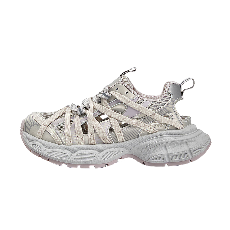 LA CHAPELLE Women's Hollow-out Dad Sneakers Breathable Versatile Thick-soled Casual Sports Shoes MJ222-7 Pink Size 38