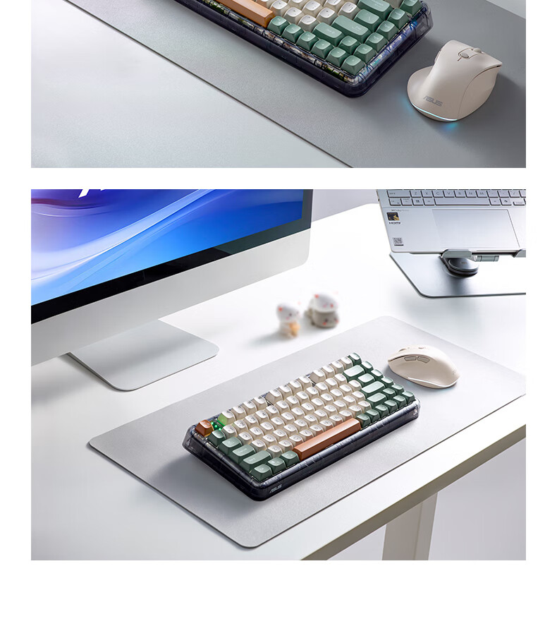 ASUS Jelly 75 Three-Mode Wireless 75% Mechanical Keyboard Full Hot-Swappable Gasket Structure Quiet Keys macOS Compatible Office Keyboard Wilderness Orange 14