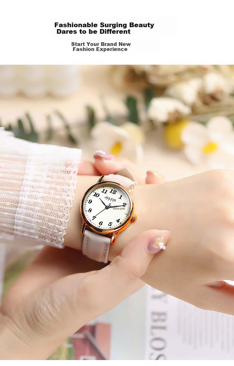 Julius Watch for Women, Retro Dual Calendar Elegant Versatile Youth Quartz Student Exam Watch, Versatile Black JA-1472B 13