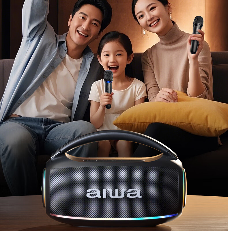 Aiwa AH-22 [Xiaodu AI Voice] Portable Handheld KTV Bluetooth Square Dance Speaker, RGB Camping Party Outdoor Karaoke Speaker All-In Home Dual Microphone Graduation Gift 2