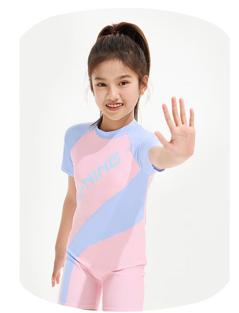 LI-NING Kids Girls Fashion Sun Protection One-Piece Swimsuit for Older Children Size 150 13