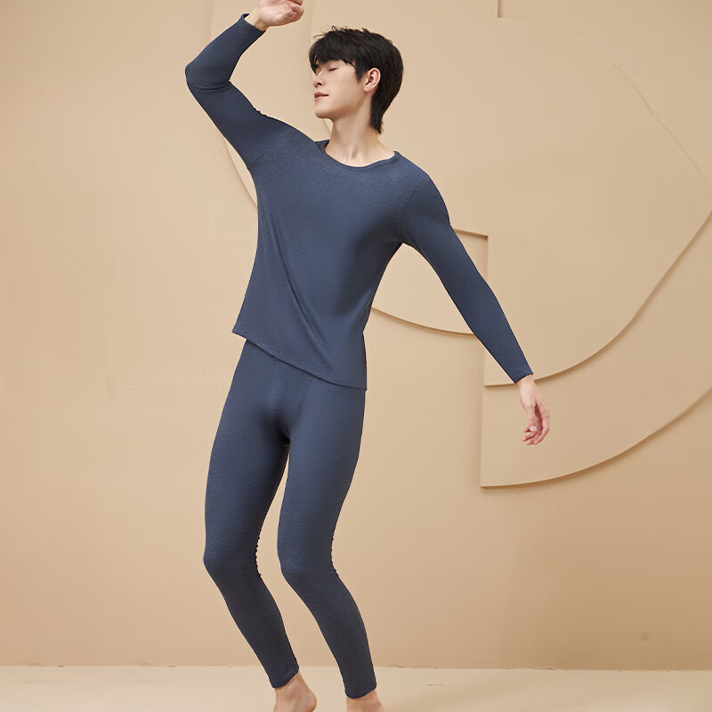 LangSha Men's Autumn Thermal Set Cashmere Mulberry Silk Warm Underwear 10A Antibacterial Mite-Resistant Far-Infrared Heating Thermal Underwear