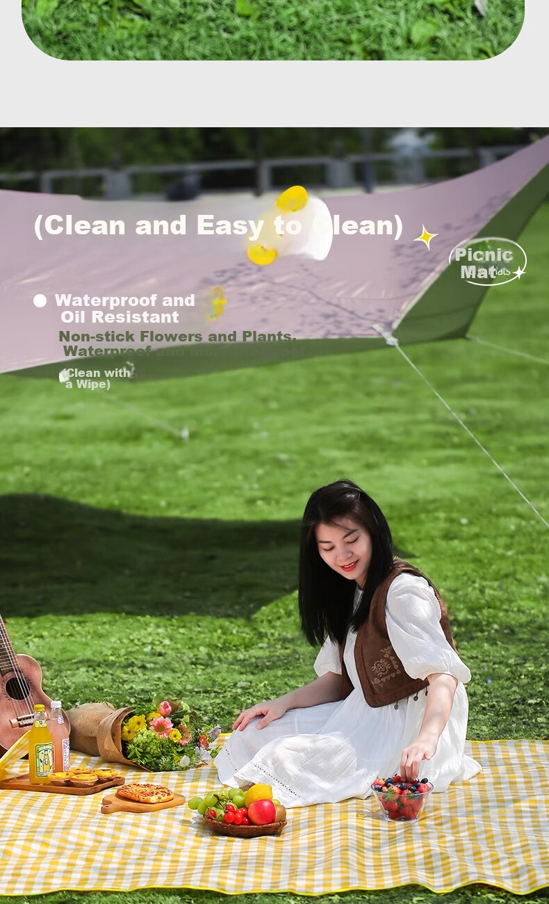 BeiJiLang Picnic Mat, Outdoor Camping Mat, Thickened Portable Moisture-Proof Mat, Wear-Resistant Tent Mat, Beach Mat, Floor Mat for Sleeping 5