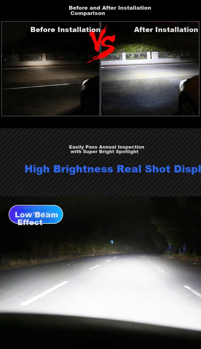 SAST Car LED Headlights, Xenon Lamp Conversion to LED Bulbs, High Beam, Low Beam, Front Headlights D2S [2-Pack] 8