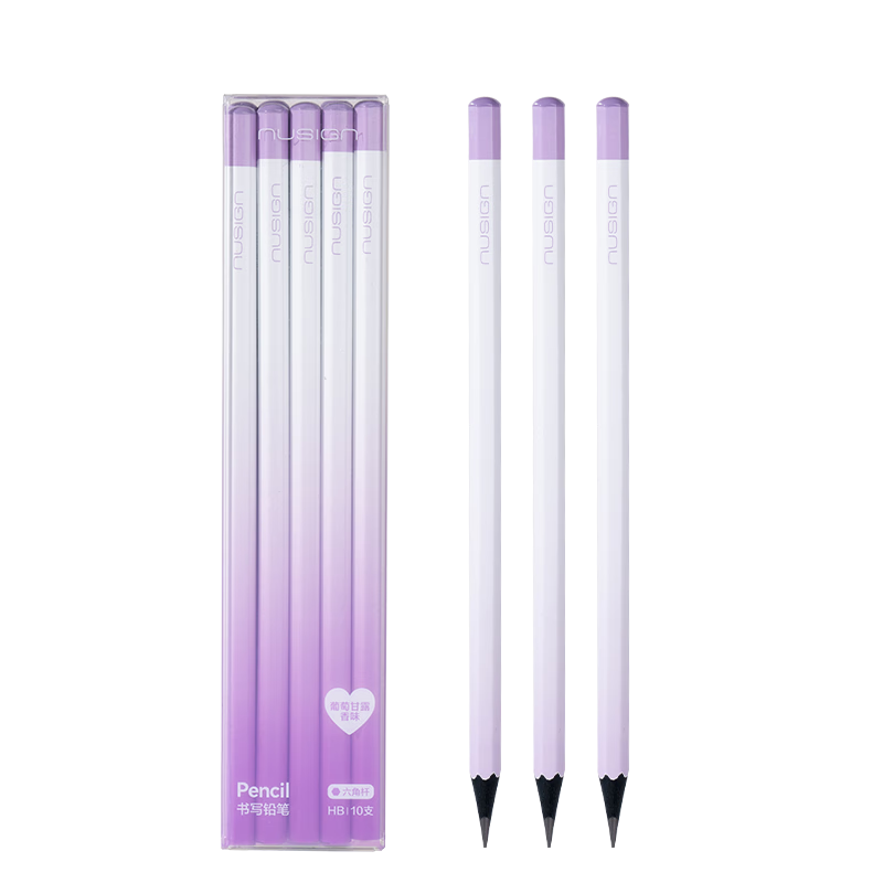 NUSIGN Sunlight Light-Expression Hexagonal Pencil, Student Exam Sketching Drawing Pencil, Fragrant Pencil, 10-Pack NS749-HB [Best-Selling Product], High-End Brand Under Deli