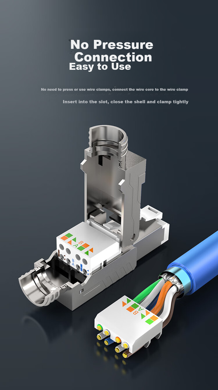 CHOOSEAL (CHOSEAL) CAT6A Shielded Tool-Free Crystal Head, CAT6A Engineering Grade RJ45 Network Tool-Free Connector, Computer Network Cable Broadband CAT6A Connection, 1 Piece, QS9931 2