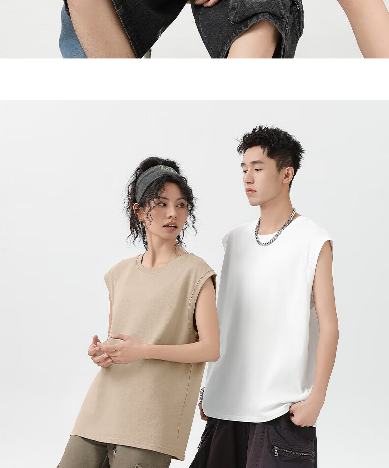 JEEP SPIRIT Men's Summer Cotton Tank Top, Loose-Fitting Breathable Simple Versatile Trendy Casual Sleeveless T-Shirt, White, Size L 5