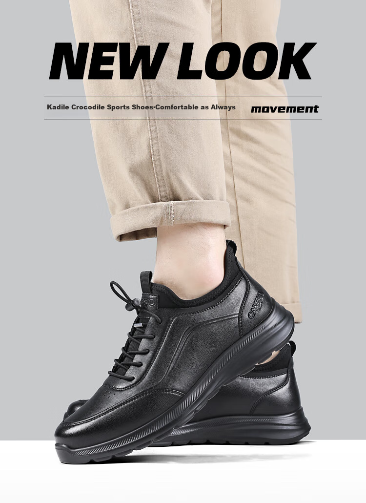 CARTELO Genuine Leather Men's Shoes, Business Casual Sports New Style for Autumn And Winter, Soft Thick-Soled Versatile Commuter Work High-End Black 13