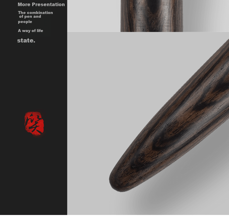 V.V.A (Weifeng) [Horse Year Gift] Fountain Pen, Artistic Wooden Signature Pen with Ink Set Gift Box, High-End Luxury Collection Gift, Master Black Ebony Wood Color, Bent Nib 1.0mm 5