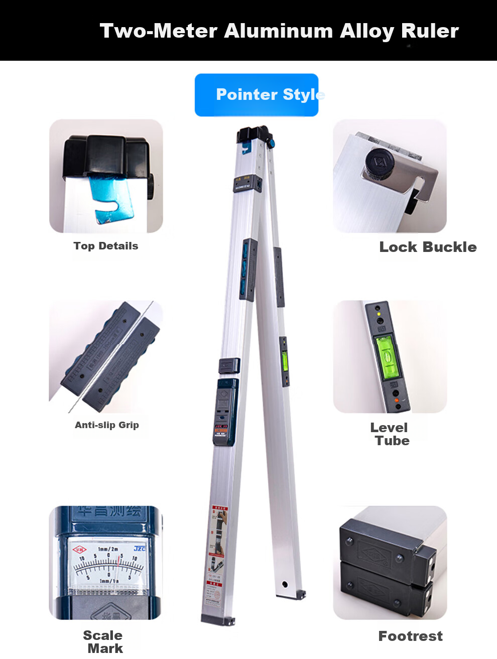 Huachang High-Precision Aluminum Alloy Straightedge, 2 Meters Long, Vertical Inspection Multi-Functional Level, Engineering Acceptance Tool for House Inspectio 9