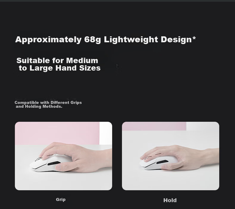 Rapoo VT9PRO V2 Large Hand Wireless/Wired Dual-Mode Gaming Mouse Lightweight PAW3955 Engine Delta Operation FPS PUBG Esports Black White 3