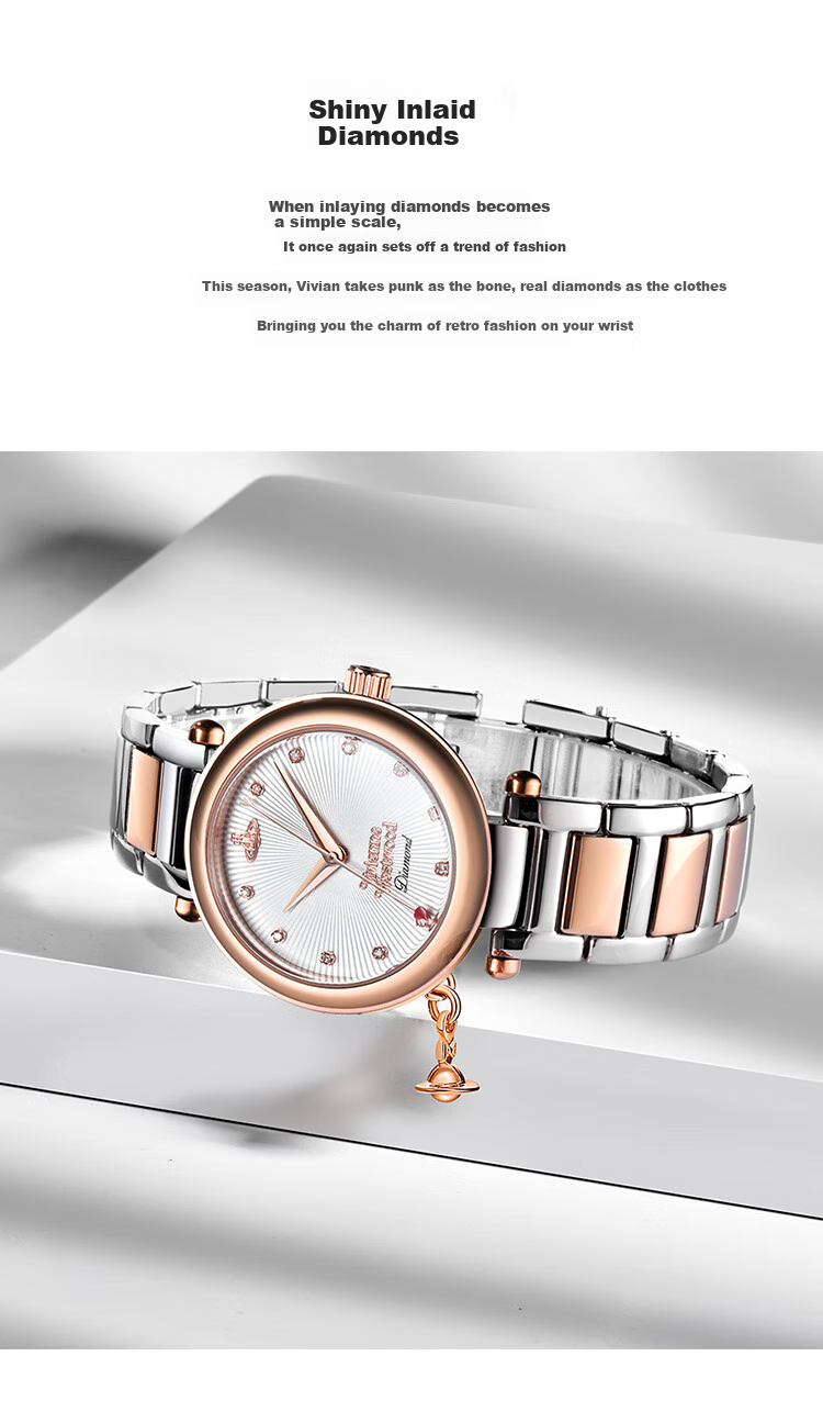 Vivienne Westwood, Luxury Real Diamond Women's Watch, Gift for Girlfriend on Valentine's Day, VV006SLRS 4