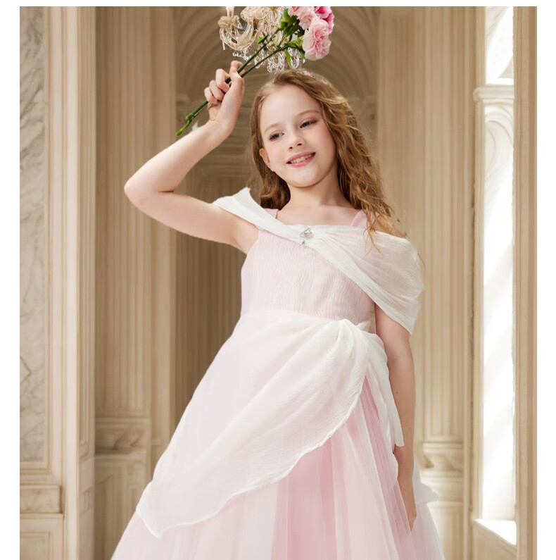 I natural Angel Sleeping Beauty Aurora Princess Dress Girls Pink Fairy Tale Forest Style Birthday Dress 8