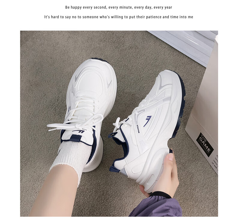 Warrior Women's Sneakers 2026 Spring New Leather Dad Shoes Thick Sole Height Increasing Couple Versatile Running Shoes 3