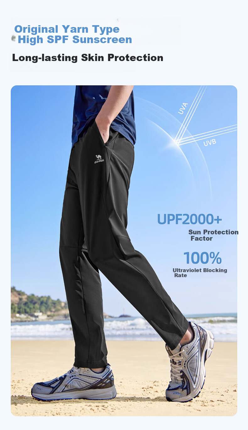 CAMEL Ice Silk Casual Pants for Women, New Summer Style Loose Straight-Leg Sun Protection Quick-Dry Long Trousers Running Sports Pants 3