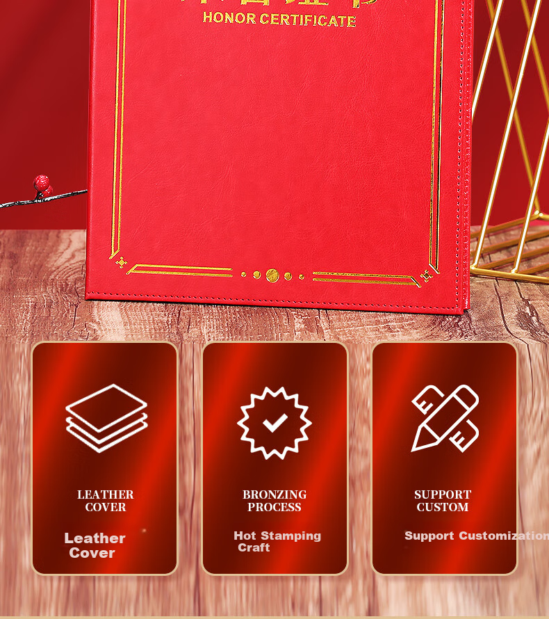 SHEN SHI A4 Leather High-Quality Certificate Cover for Diplomas, Honorary Certificates, Graduation Certificates, Training Certificates, with Inner Pages That Can Print Logo, Vertical Blue (Graduation Certificate) Inner Page 1 Sheet 2