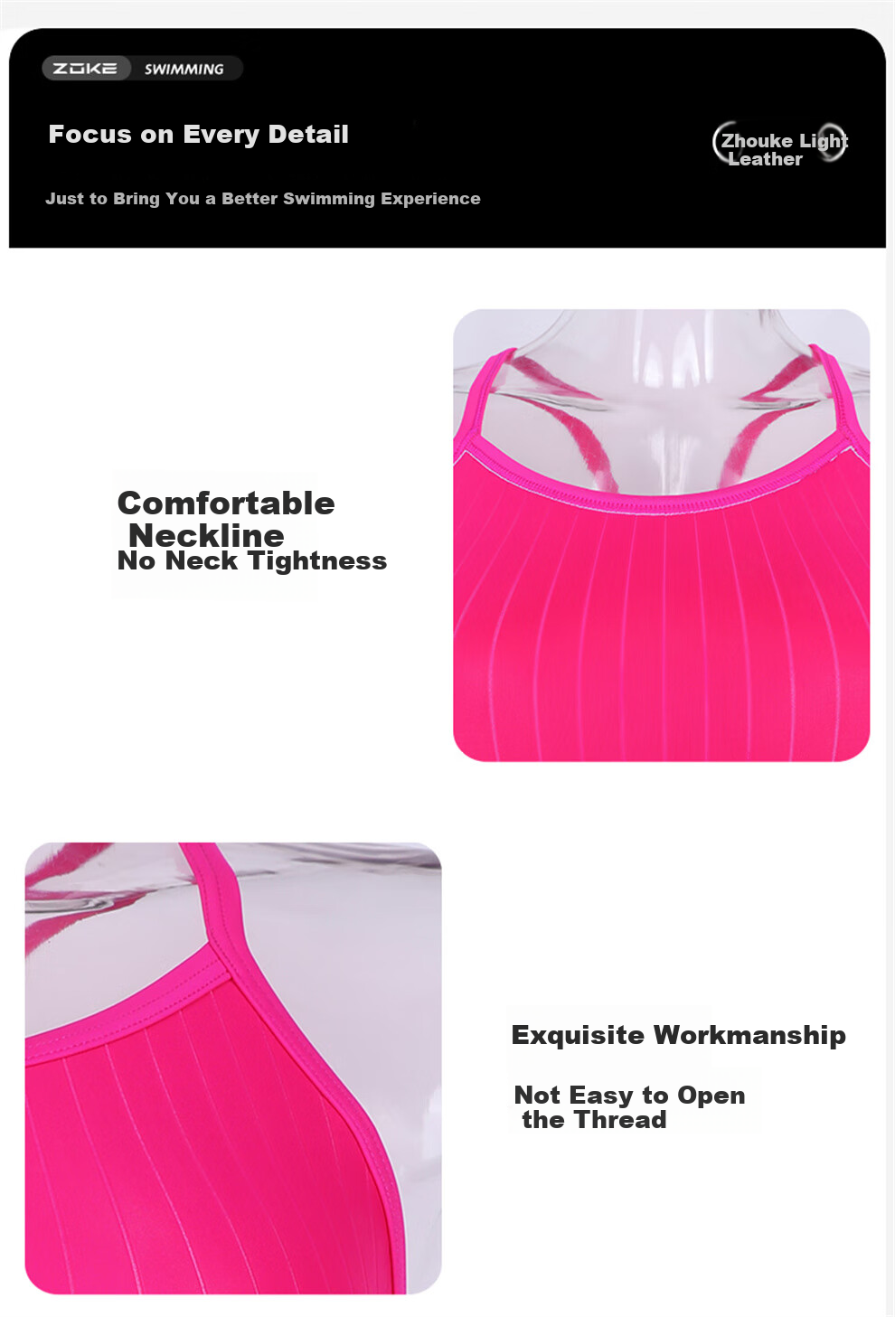 ZOKE Women's Professional Competitive Swimsuit, Anti-Chlorine, Sexy, Slimming, Quick-Drying Training Swimwear 124535862-2 Black S 4