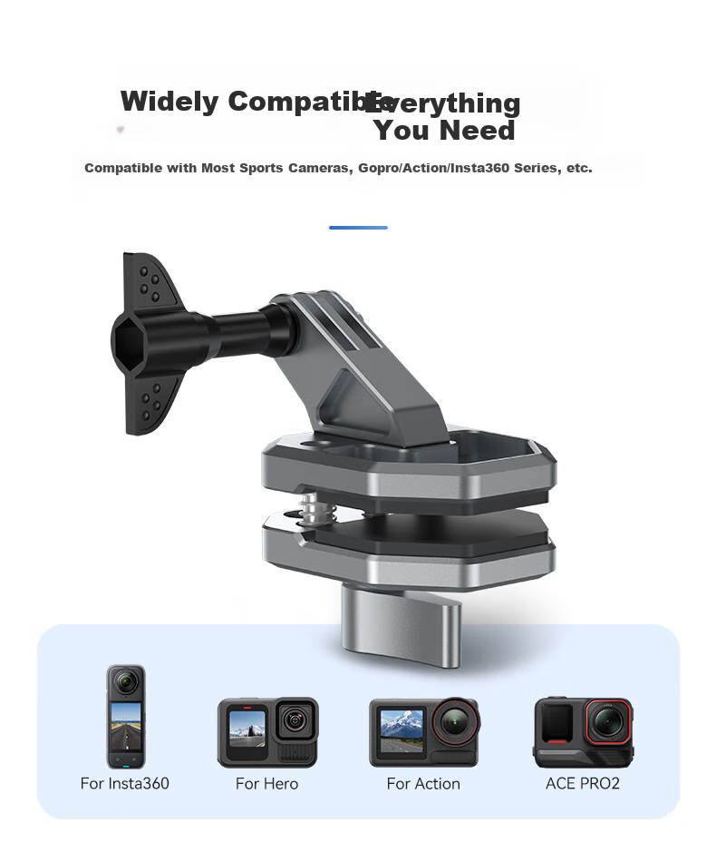 TELESIN Compatible Windshield Mount for DJI Action 6/5 Pro 4 Motorcycle, GoPro 13/12 Cycling Mount, Insta360 Ace Pro 2 Clamp Mount 5