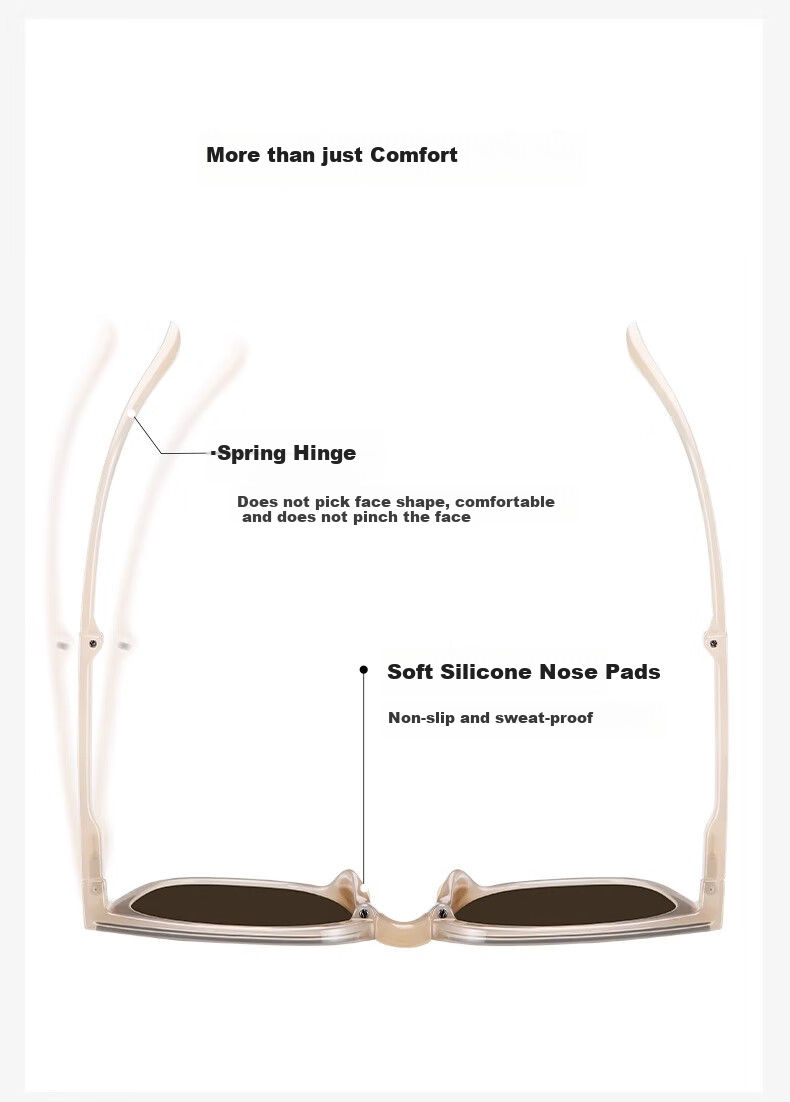 HORIEN Milk Tea Color Sunglasses Make Face Look Smaller, UV Protection, Summer Folding Sunglasses for Men And Women, Driving Sun Protection, High-End Large Frame Glasses 9