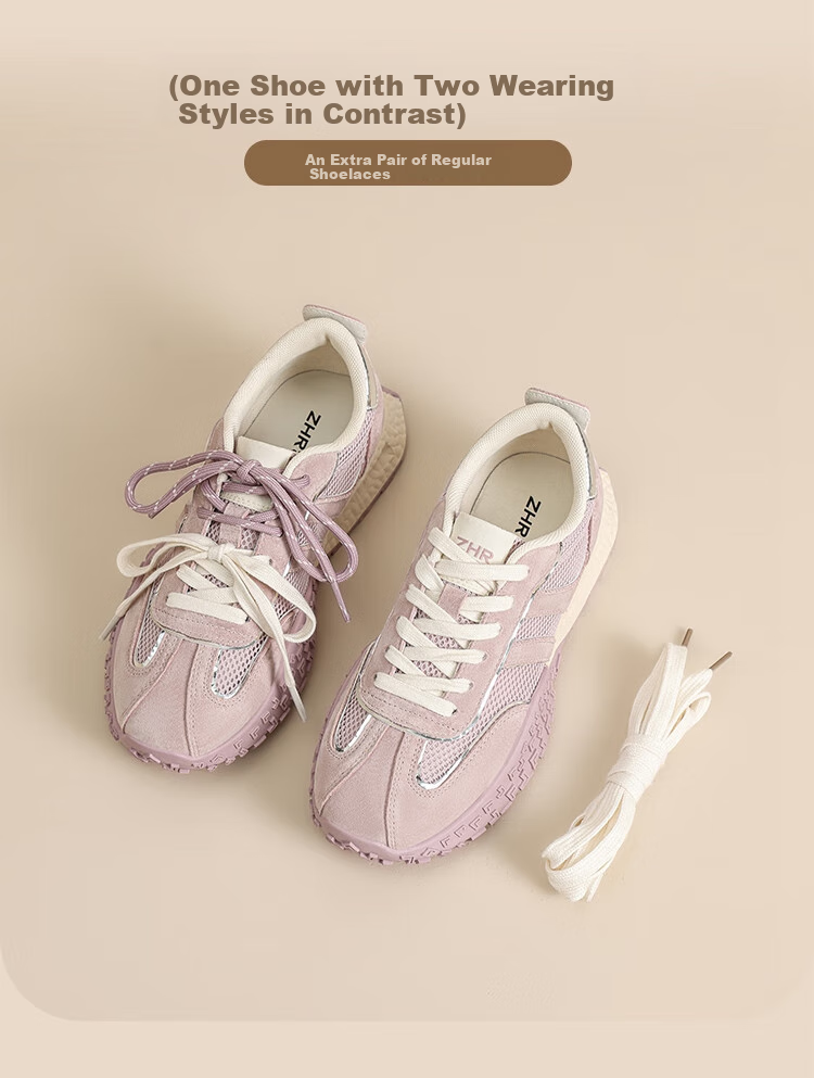 ZHR Dexun Women's Shoes, 2026 New Soft-Soled Fashionable Women's Shoes, Stylish Thick-Soled Sneakers for Women, KS110, Lavender Purple, Size 39 5