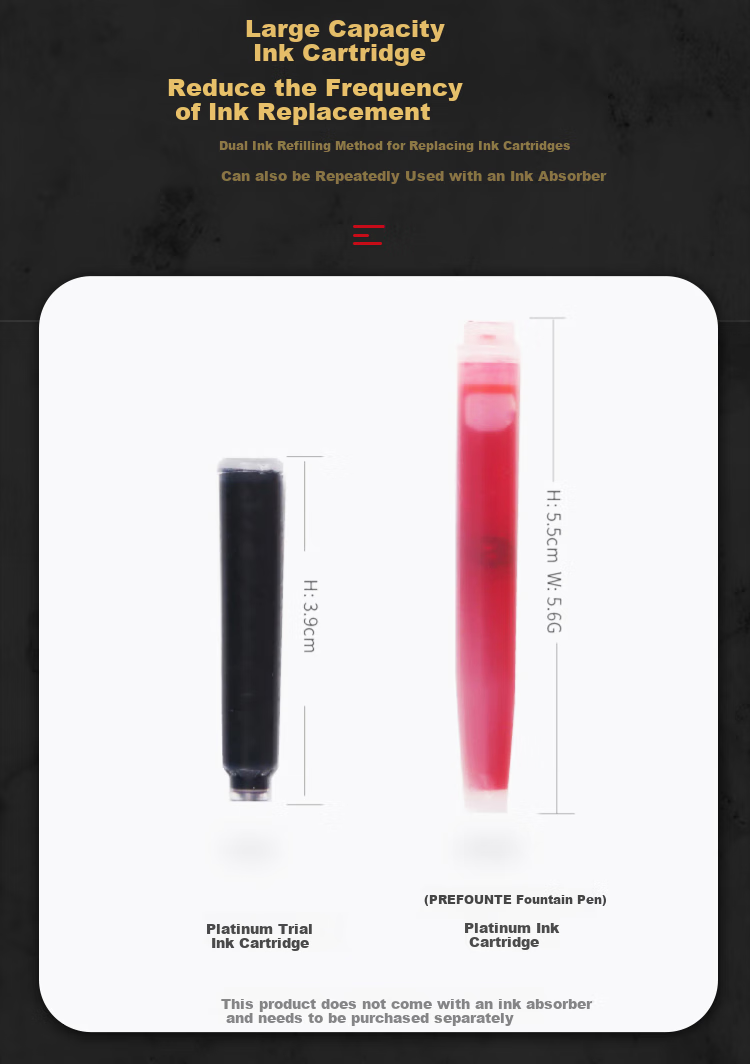 PLATINUM Fountain Pen PPF-800 Fountain Pen PREFOUNTE Student Calligraphy Practice Transparent Demonstration Fountain Pen Red F Nib 5