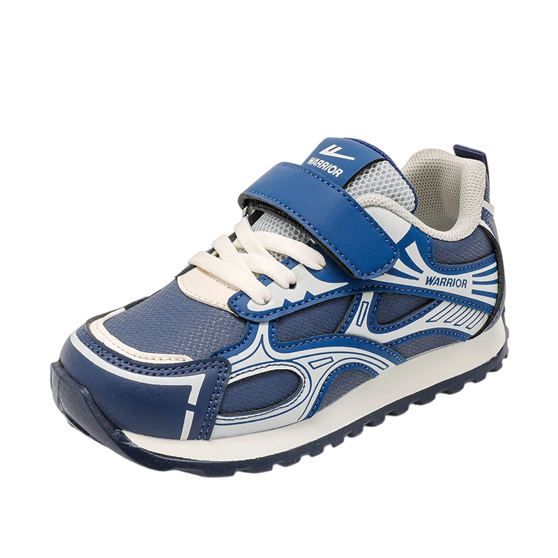 Warrior Children's Casual Sneakers, Spring Boys And Girls Velcro Running Shoes WZCL1645, Navy Blue, Size 37