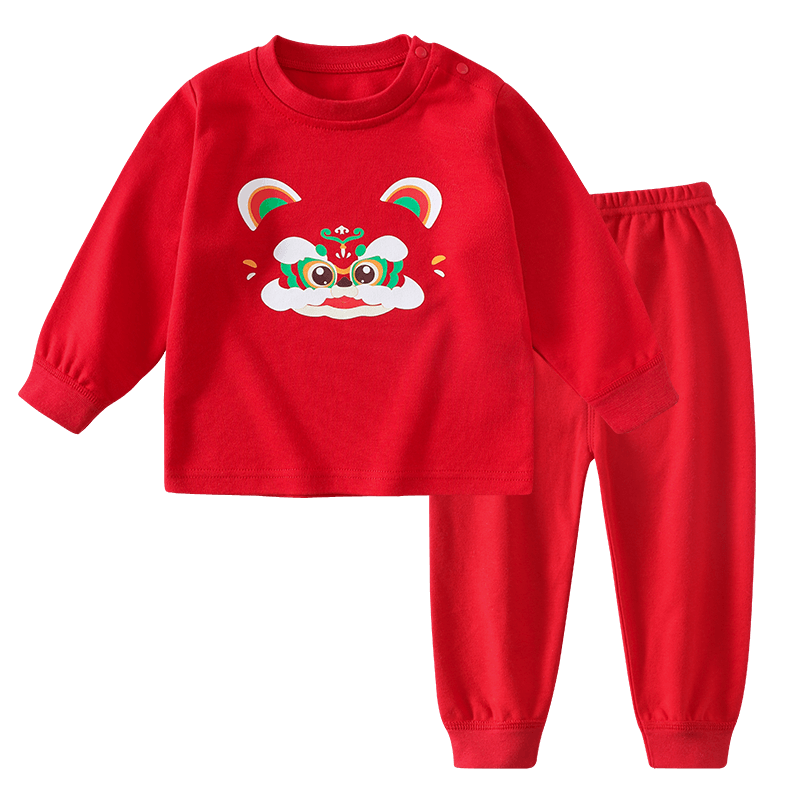 Badibadi Spring Autumn Baby Toddler Pure Cotton Thermal Underwear Set Boys Girls Homewear Fulong Doll Size 120