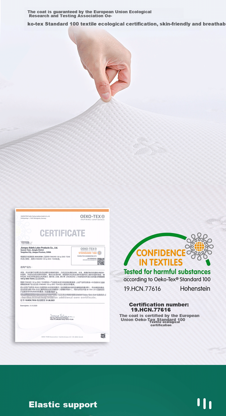 Yikafu Latex Mattress, 1.8x2m, Dormitory Natural Latex Student Mattress, 5cm Thick, 1*1.9 Meters, Medium Firmness 8