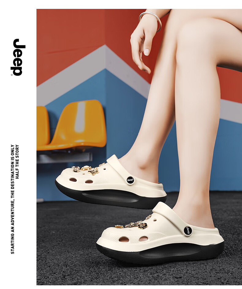 JEEP Women's Casual Hole Shoes Sandals Water-Resistant Outdoor Driving Shoes Black Size 36-37 14