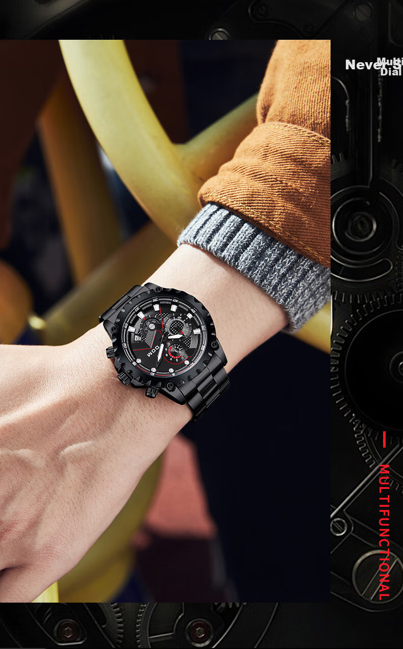 DOM Black Knight Watch, Men's Fully Automatic Mechanical Style, Luminous, Top Ten Brand Watches, New Year's Eve Gift for Boyfriend 4