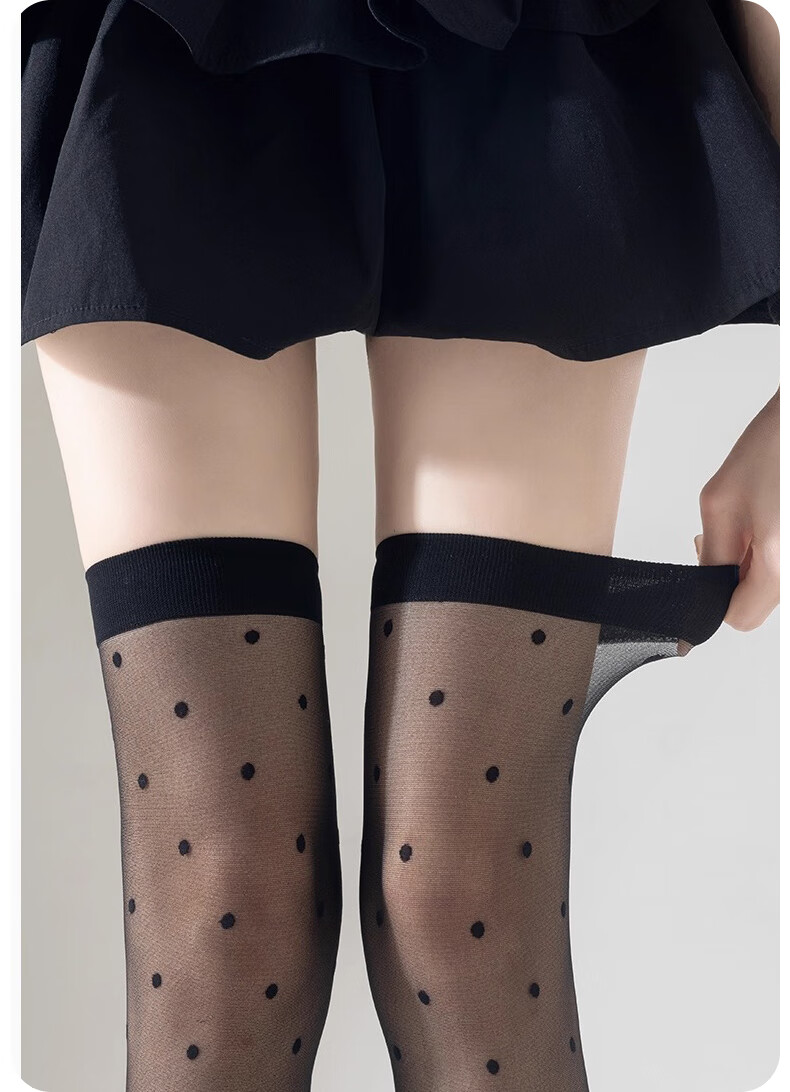 Langsha Spring Summer New Ultra-Thin High Thigh Stockings for Women Breathable Smooth Fashionable Polka Dot Seamless Thigh-High Socks 8
