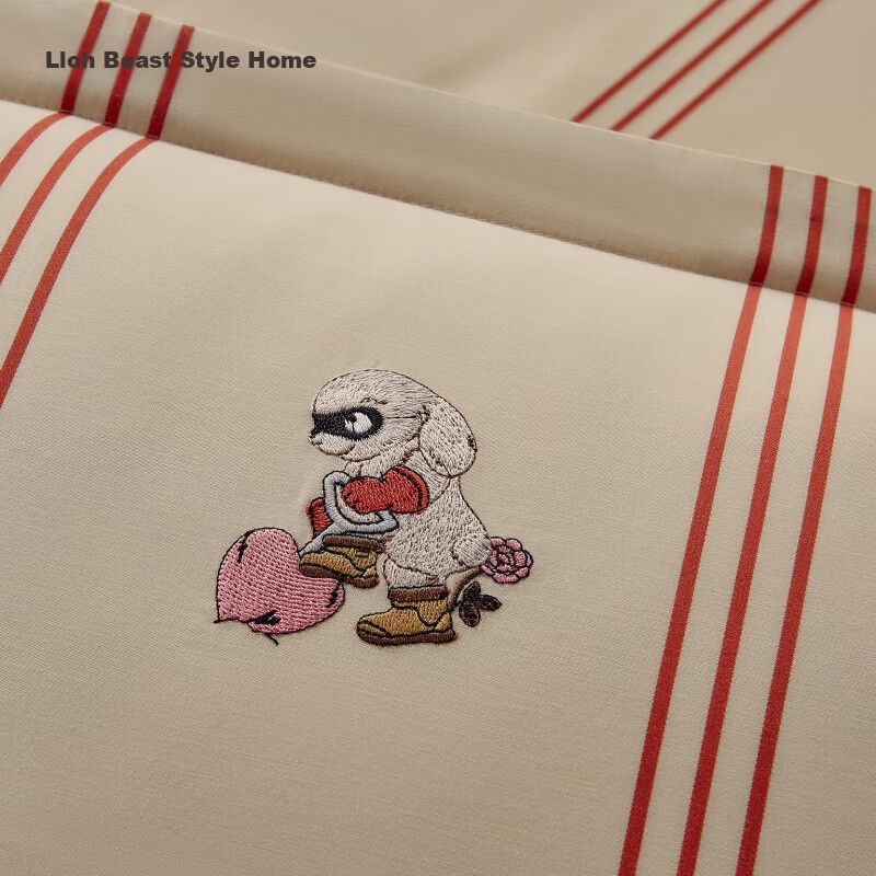 Tbh Little Rabbit Has Love 60-Count Pure Cotton Jacquard Bedding Set, Duvet Cover Style, for 1.5-Meter Bed, 200x230cm, Gift