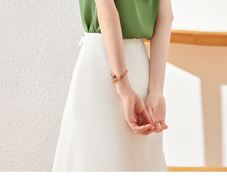 Jeanswest Women's Short-Sleeve Shirt, Summer 2026 Blouse, Fashionable French Chic Chiffon Top, Green, Size S 14