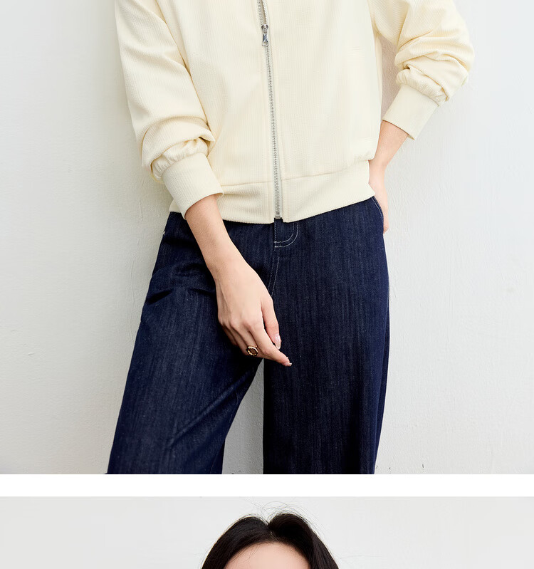 Sentubila Gold Zipper Raglan Long Sleeve Loose Jacket Women Autumn Slimming Sweatshirt Cardigan Two-Way Collar Outerwear 22