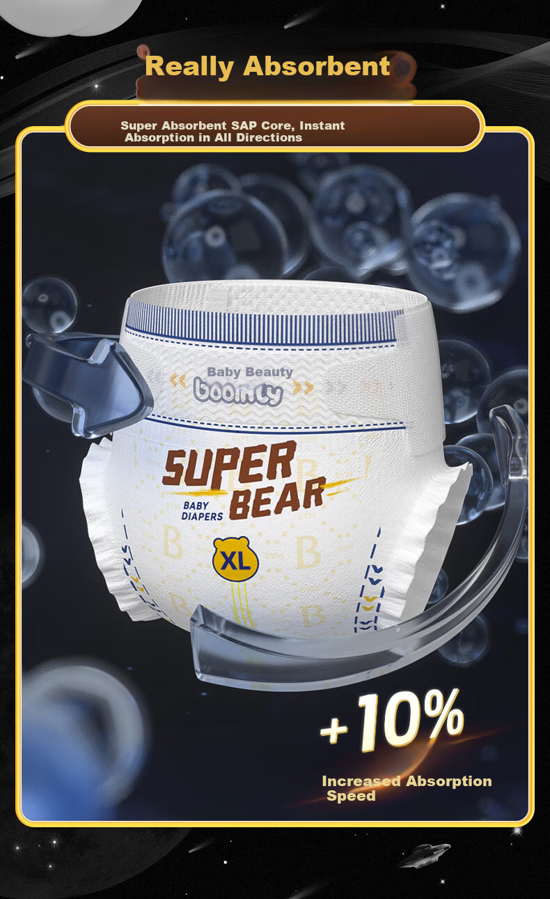 Baoyingmei Trendy Bear Diapers, XL Size, 40 Pieces [11.5-14kg], Ultra-Thin, Dry, Breathable Baby Diapers 3