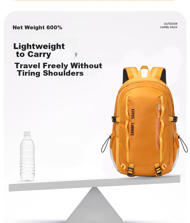 SNOOPY Outdoor Hiking Backpack for Women And Men, Lightweight Travel Backpack with Large Capacity, Orange 9