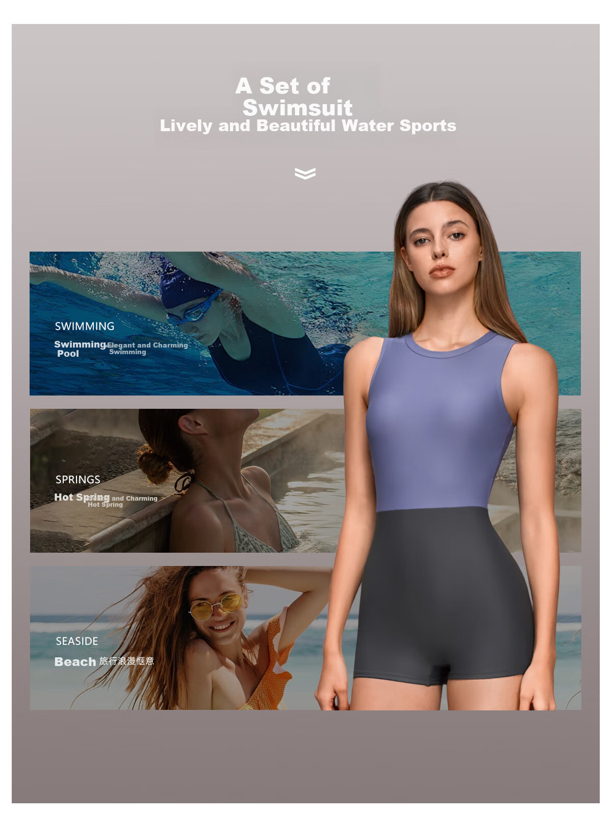 PULASSI Women's Swimsuit, Professional One-Piece Boyleg Conservative Swimwear, Ladies Racing Swimsuit, Smoke Blue, 2XL 7
