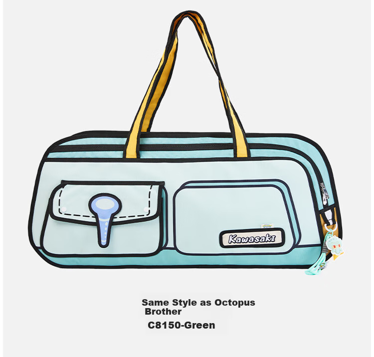 Chuanqi SpongeBob Co-Branded Badminton Bag, Handheld Crossbody Bag, Separate Shoe Compartment, Nautilus Brother C8150, Suit Blue And Gree 15