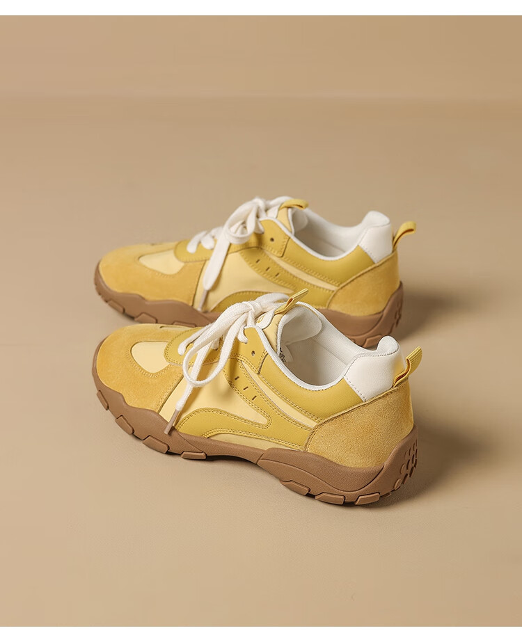 ZHR ZEZ Outdoor Sports Shoes Women Retro Style Hiking Casual Soft Sole German Training Shoes QS52 Yellow Size 40 16