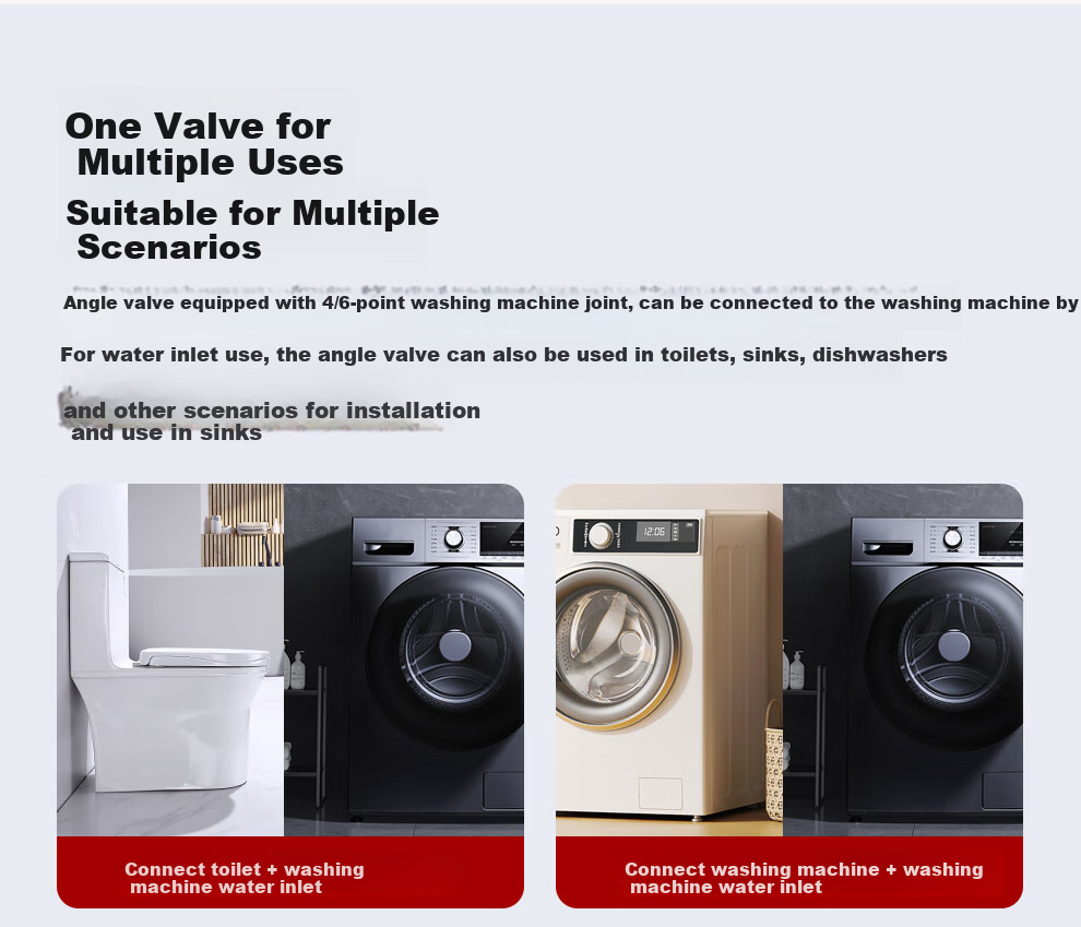 Larsd Dual-Purpose Angle Valve, One Inlet Two Outlets, Triangular Valve, One to Two, Figure-Eight Valve, with 4/6 Points Washing Machine Interface LD10217 4